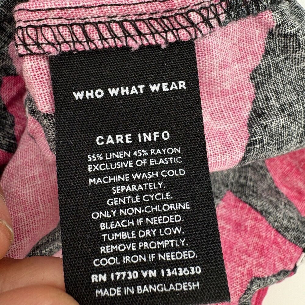 WHO WHAT WEAR Womens Off Shoulder Floral Smocked Crop Top XS Pink Black‎ - Picture 9 of 10